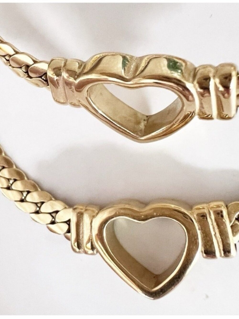Gold Titanium & Stainless Steel Heart Snake Chunky Necklace Set Womens Jewelry - Picture 5 of 7